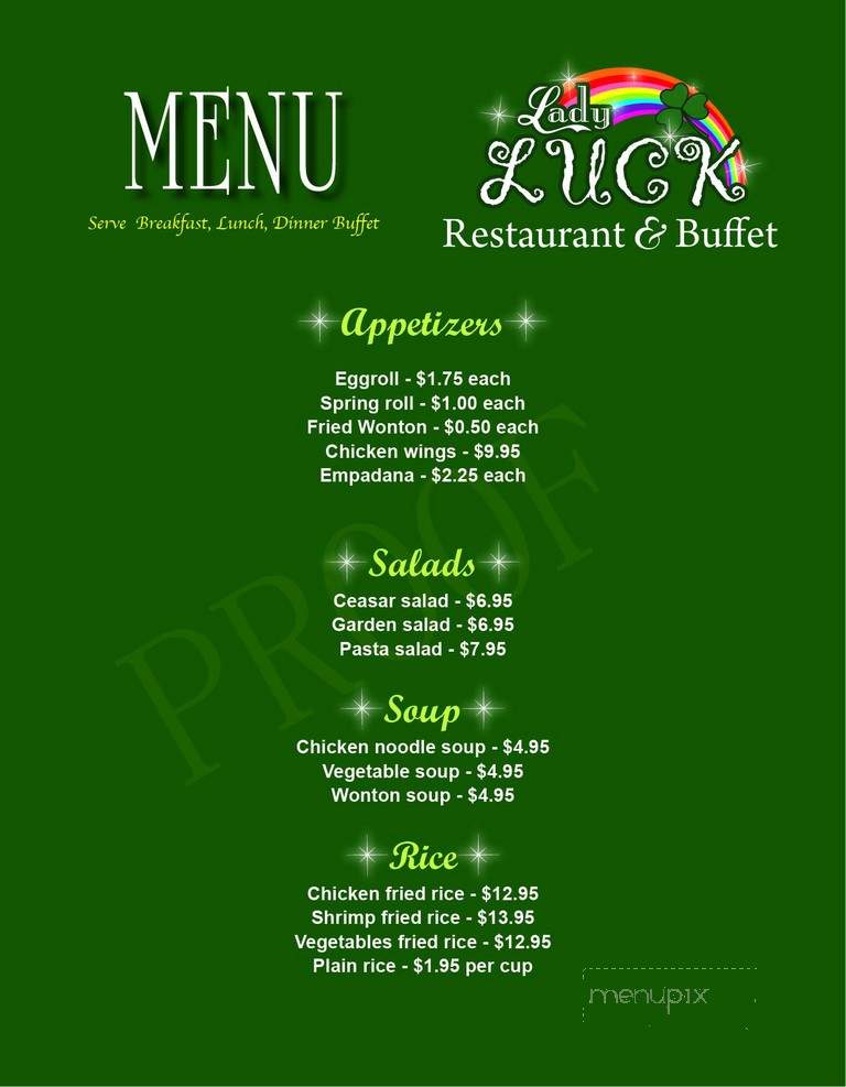 Lady Luck Restaurant & Buffet - Timmins, ON menu_pic