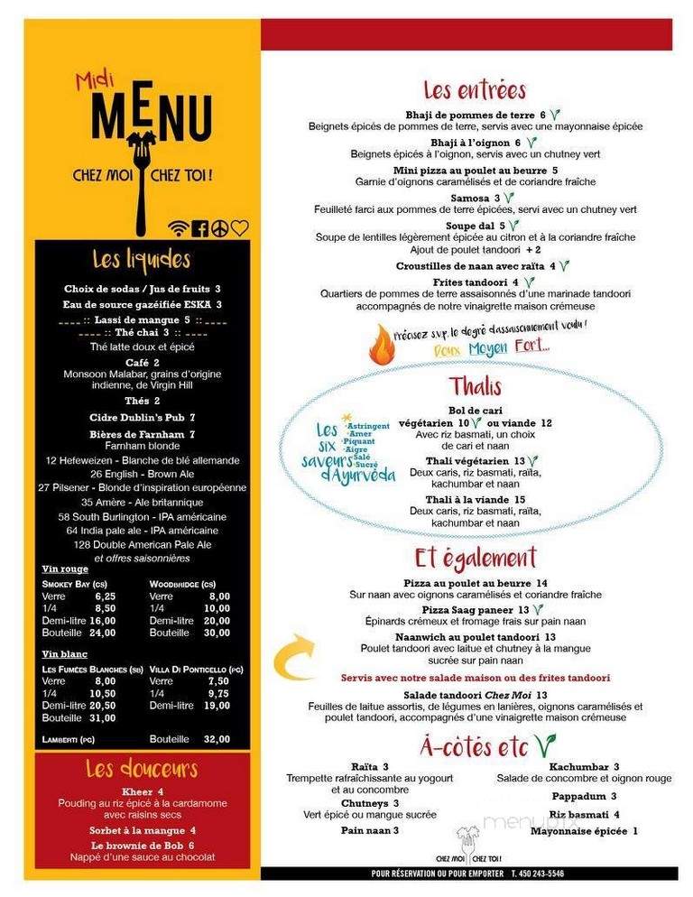Chez Moi Chez Toi - Brome Lake, QC menu_pic