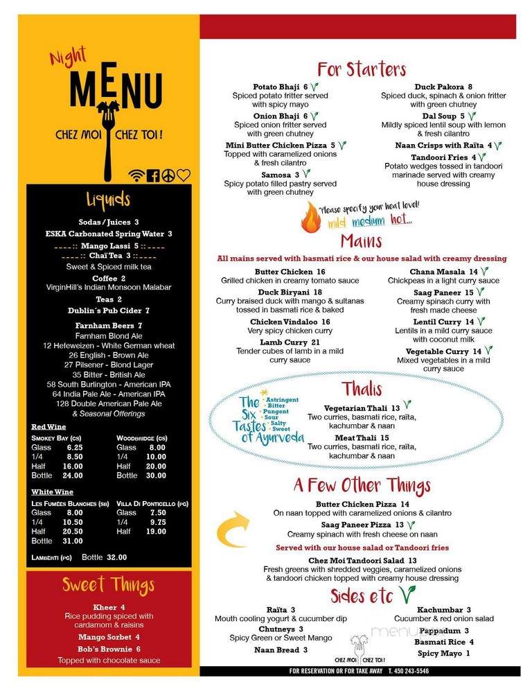 Chez Moi Chez Toi - Brome Lake, QC menu_pic
