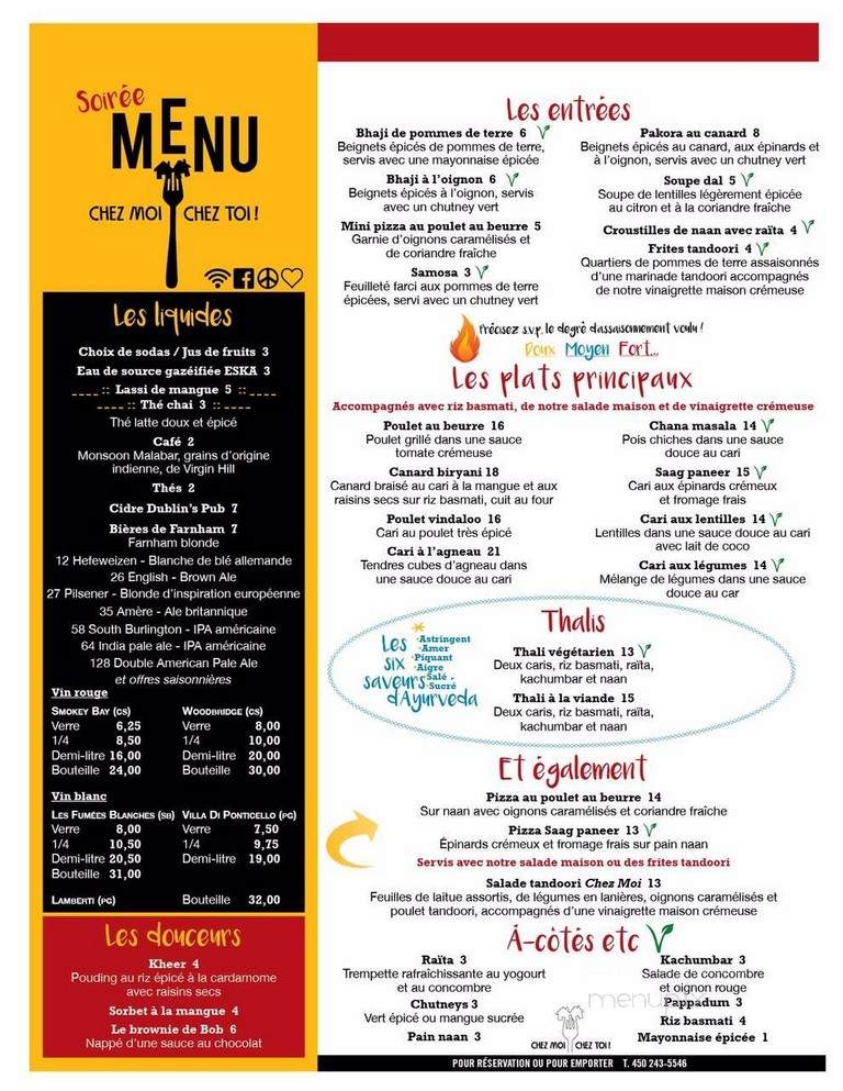 Chez Moi Chez Toi - Brome Lake, QC menu_pic