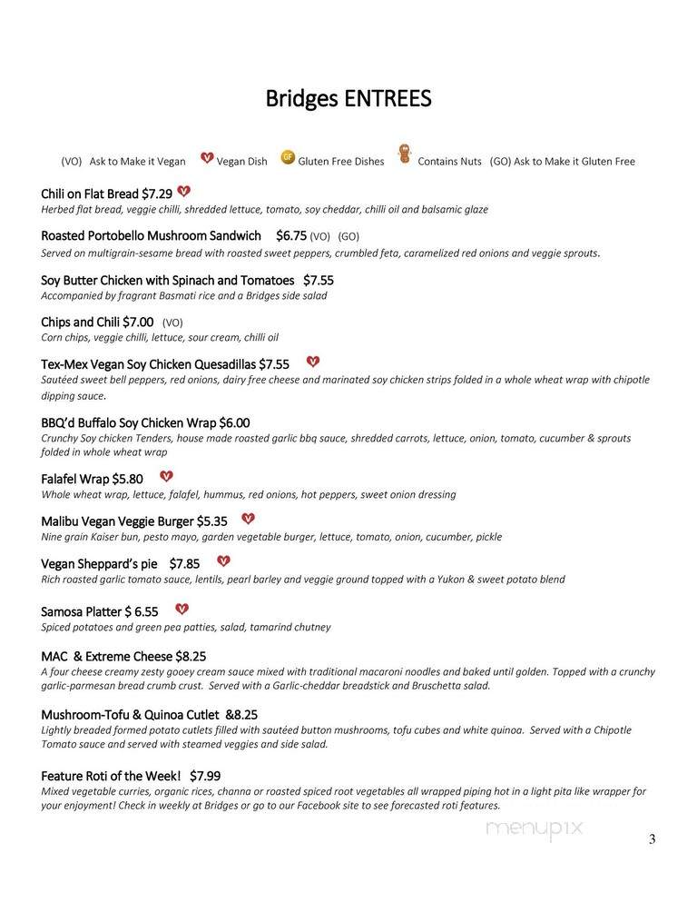 Bridges Cafe - Hamilton, ON menu_pic