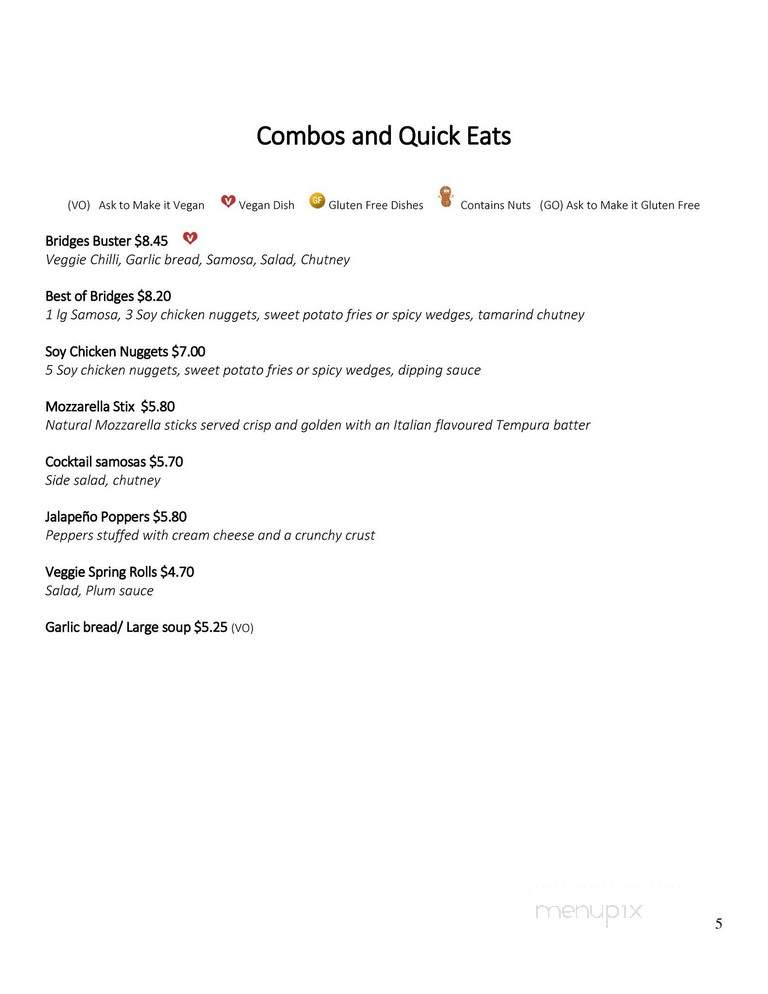 Bridges Cafe - Hamilton, ON menu_pic