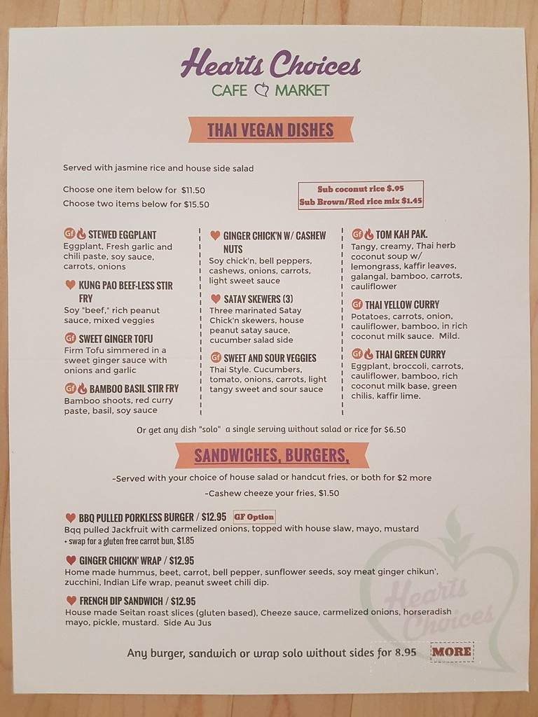 Hearts Choices Cafe Market - Calgary, AB menu_pic