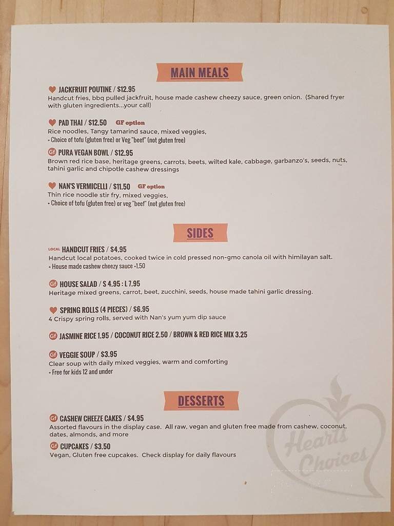 Hearts Choices Cafe Market - Calgary, AB menu_pic