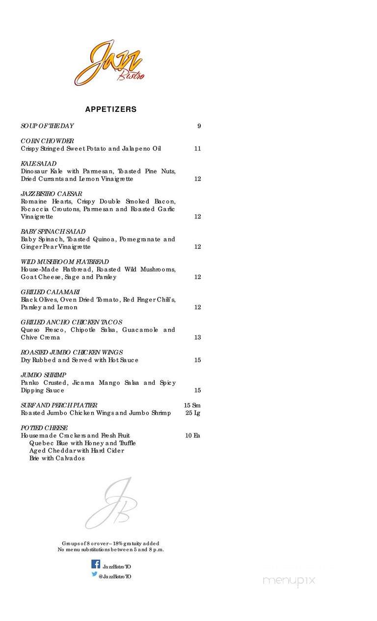 Jazz Bistro - Toronto, ON menu_pic