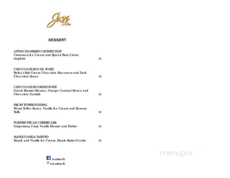 Jazz Bistro - Toronto, ON menu_pic