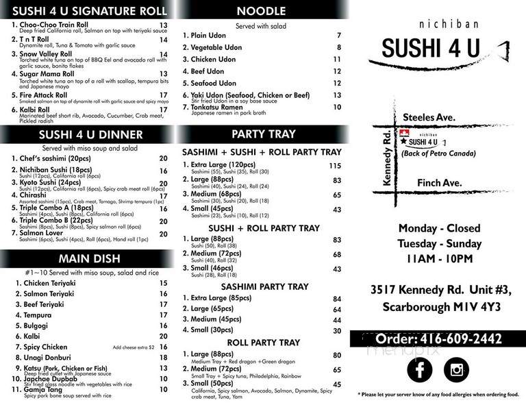 Nichiban Sushi4U - Toronto, ON menu_pic
