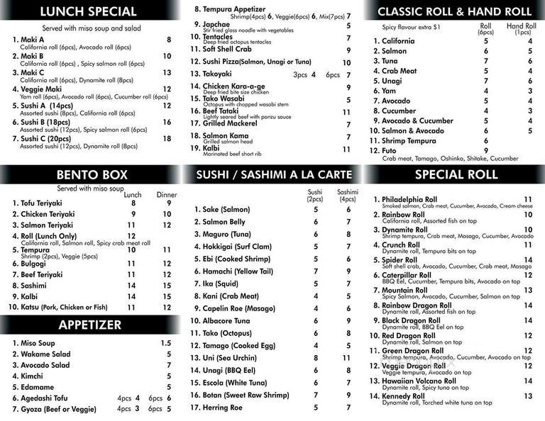 Nichiban Sushi4U - Toronto, ON menu_pic