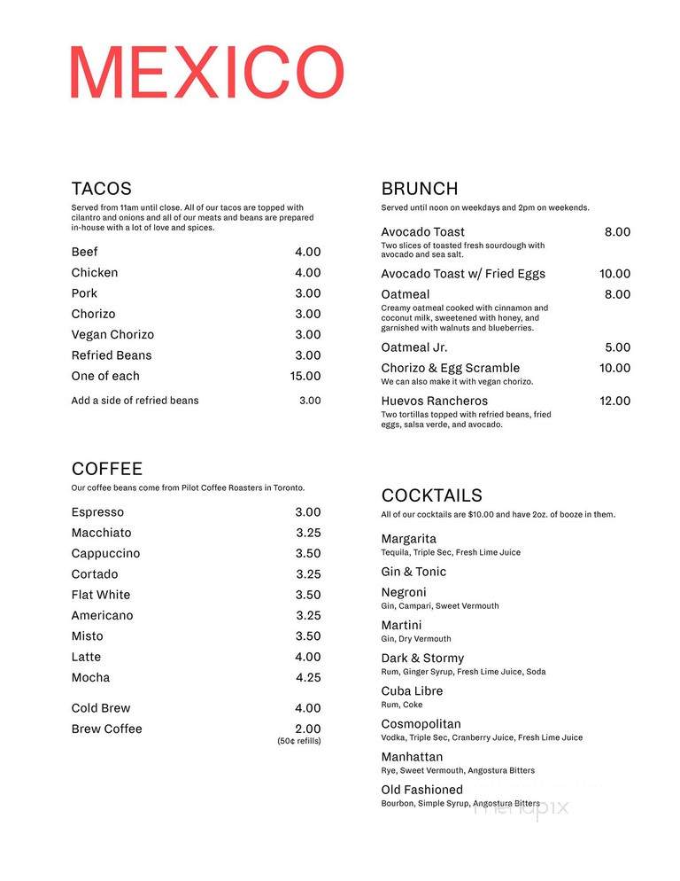 Parkside Perk - Sarnia, ON menu_pic