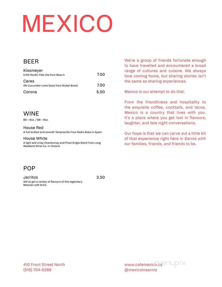 Parkside Perk - Sarnia, ON menu_pic