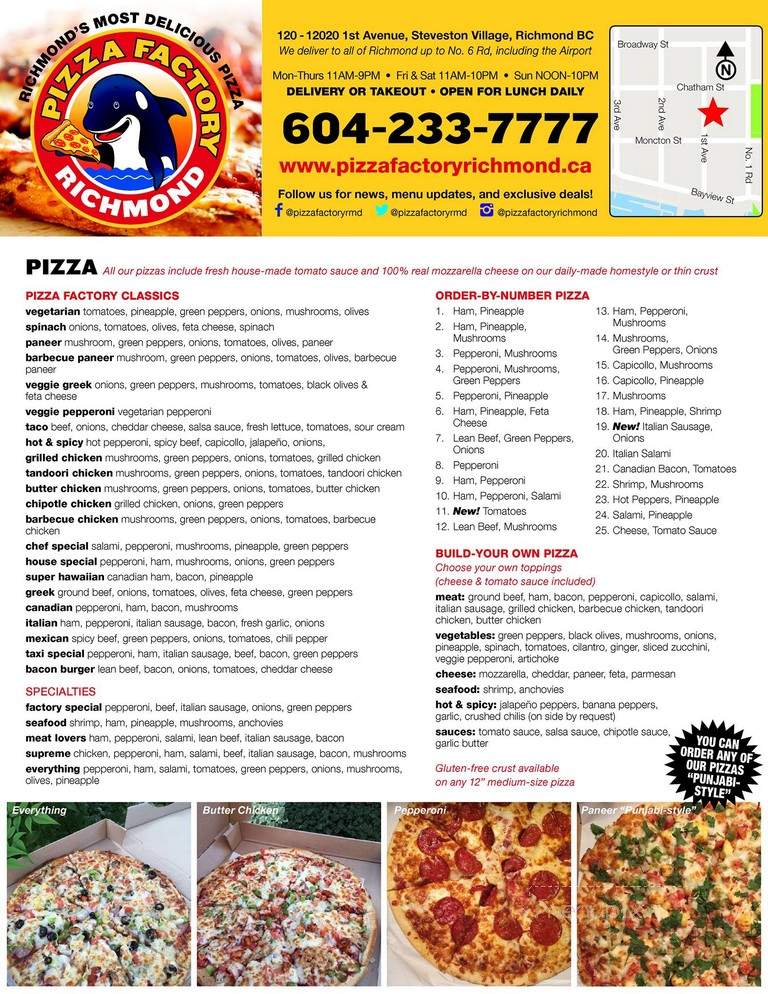 Pizza Factory - Richmond, BC menu_pic