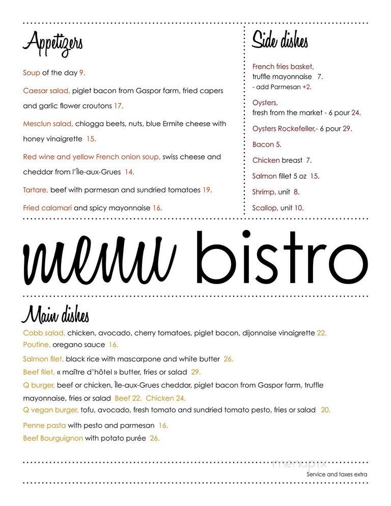 Restaurant La Quintessence & Winebar - Mont-Tremblant, QC menu_pic