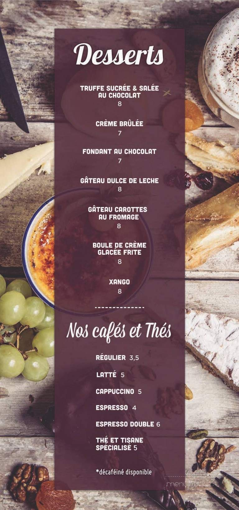 Rouge Boeuf - Vieux Longueuil, QC menu_pic