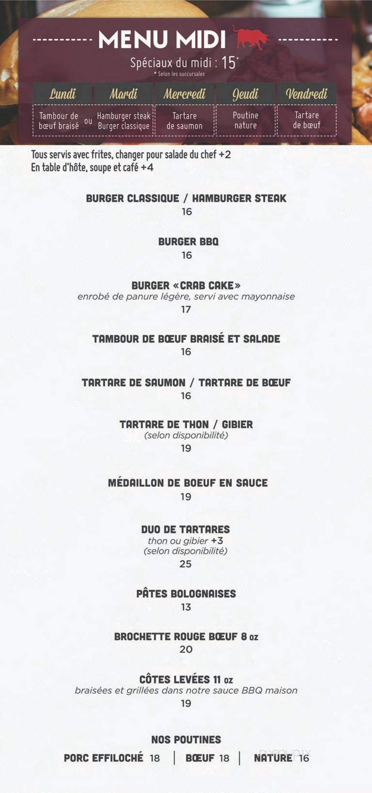 Rouge Boeuf - Vieux Longueuil, QC menu_pic