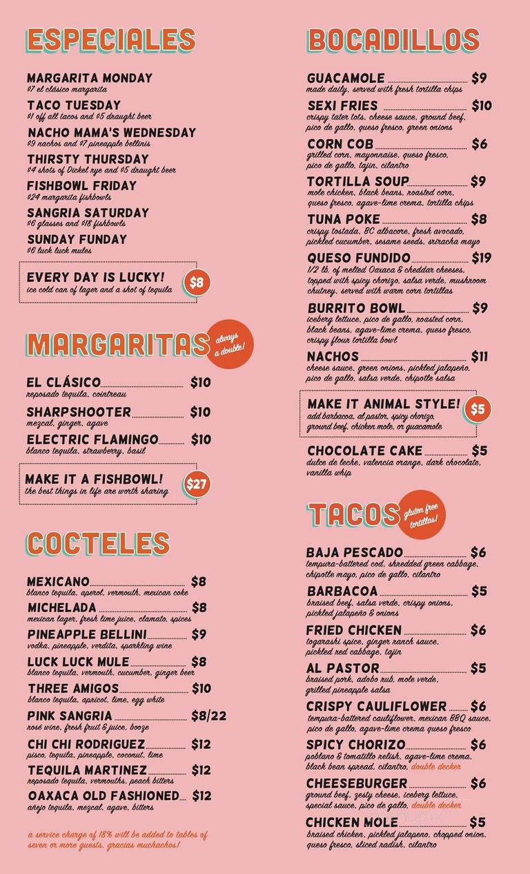 Lucky Taco - Vancouver, BC menu_pic