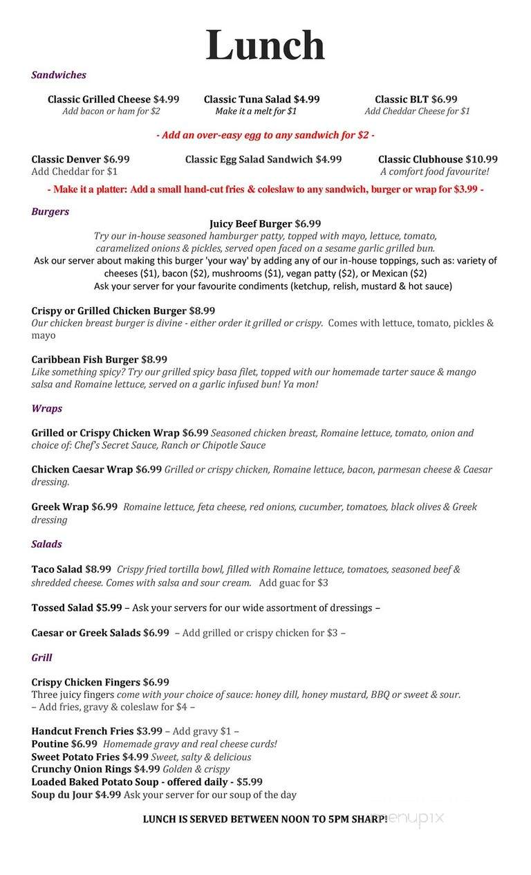 Keesha's Kitchen - Winnipeg Beach, MB menu_pic
