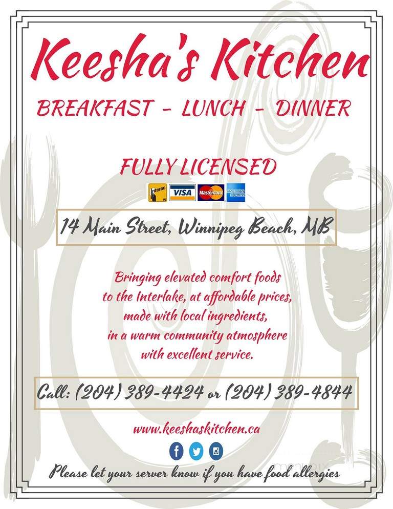 Keesha's Kitchen - Winnipeg Beach, MB menu_pic