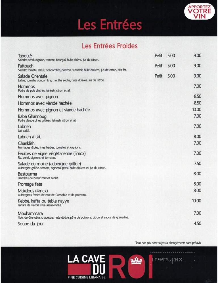 La Grillardine - Laval, QC menu_pic