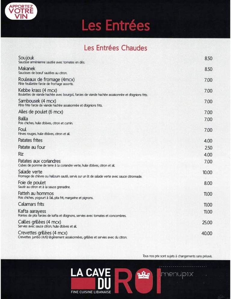 La Grillardine - Laval, QC menu_pic