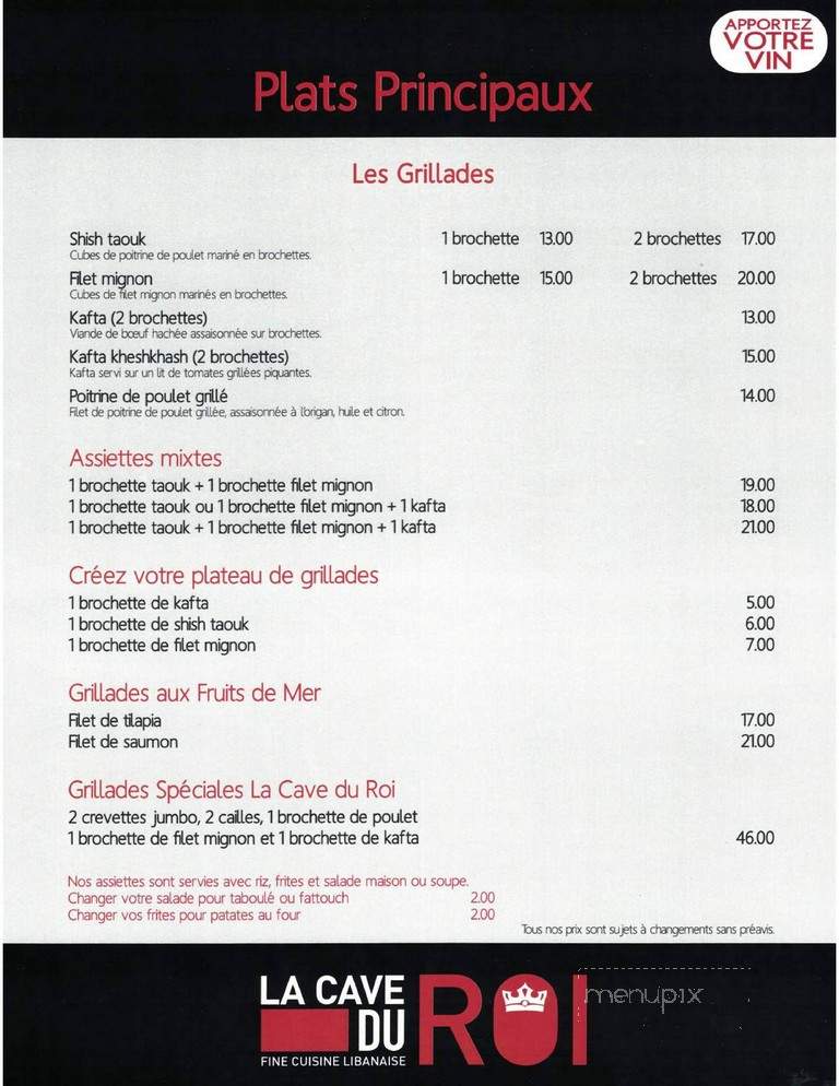 La Grillardine - Laval, QC menu_pic
