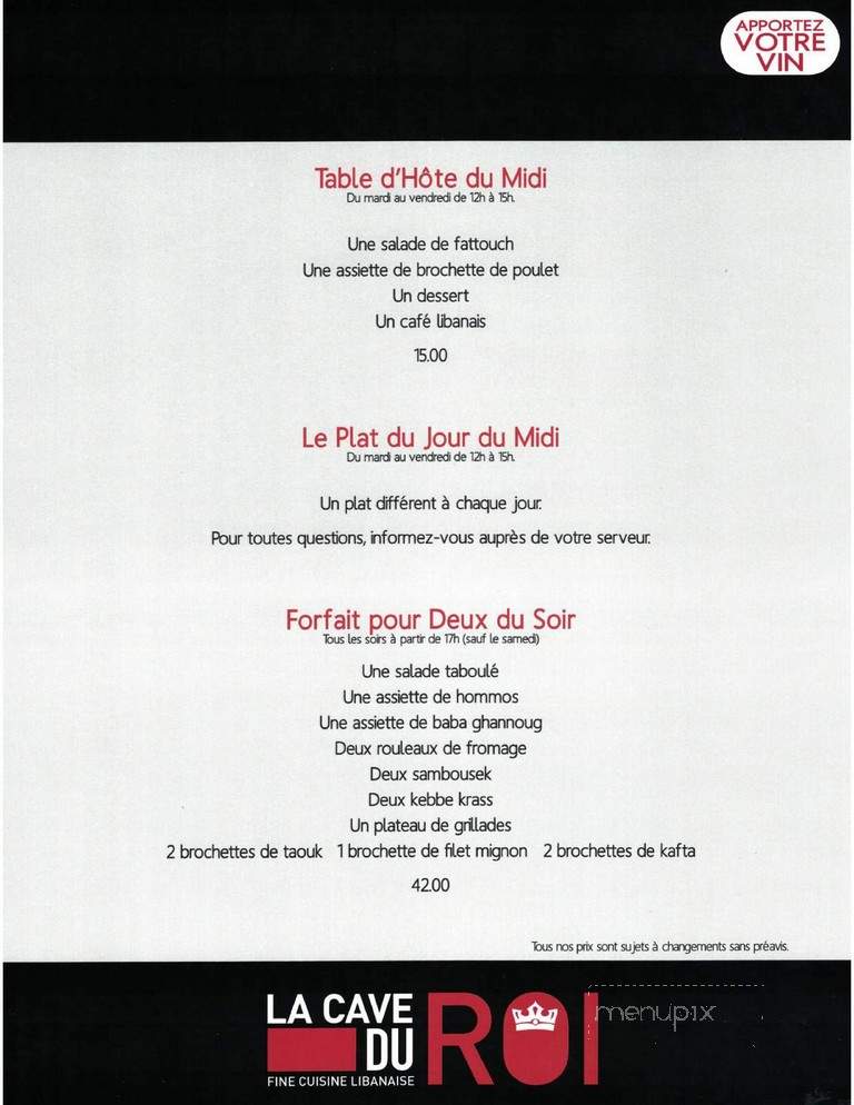 La Grillardine - Laval, QC menu_pic