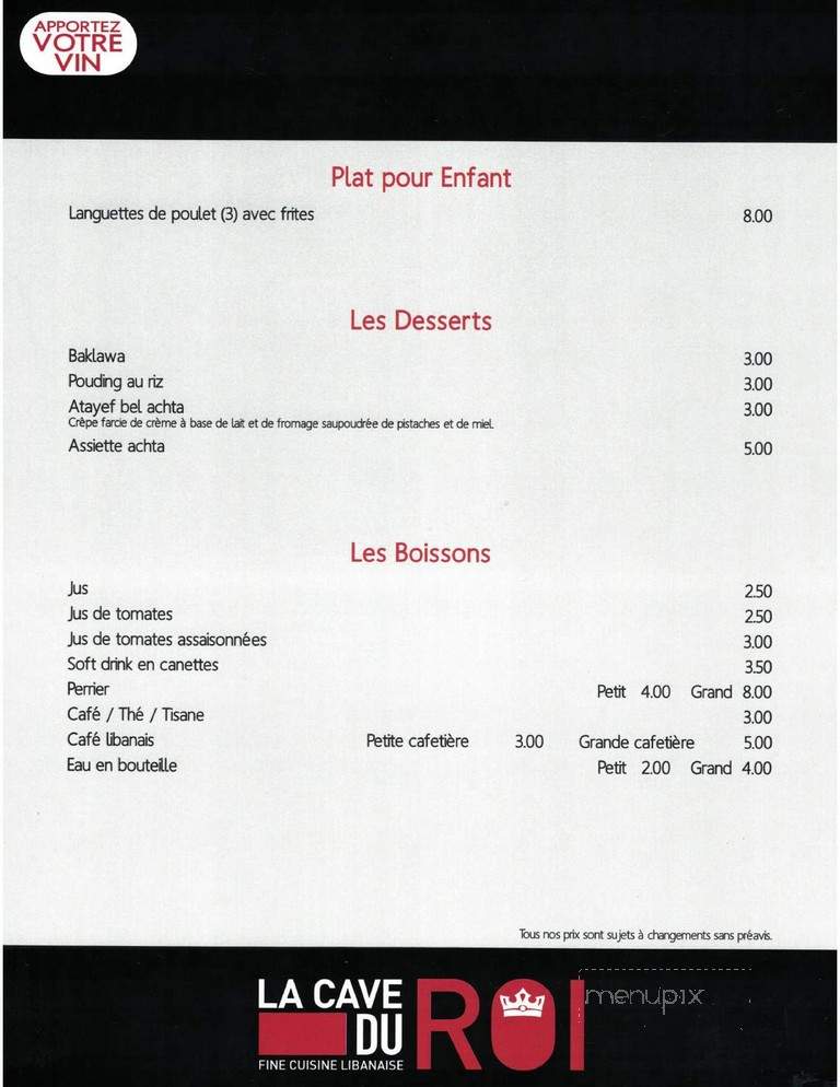 La Grillardine - Laval, QC menu_pic