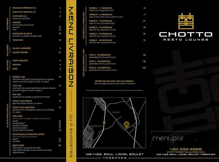 Chotto Resto Lounge - Varennes, QC menu_pic