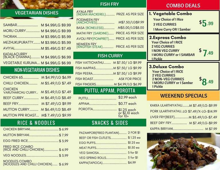 Mr. John's Real Kerala Kitchen - Scarborough, ON menu_pic