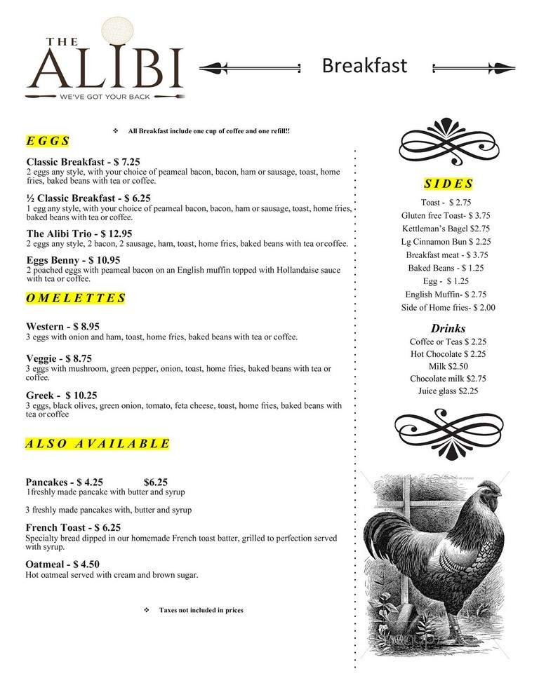 The Alibi - Iroquois, ON menu_pic