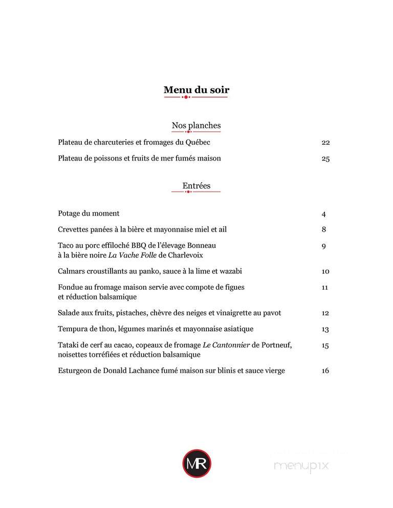 Auberge la Maison Rousseau - Montmagny, QC menu_pic