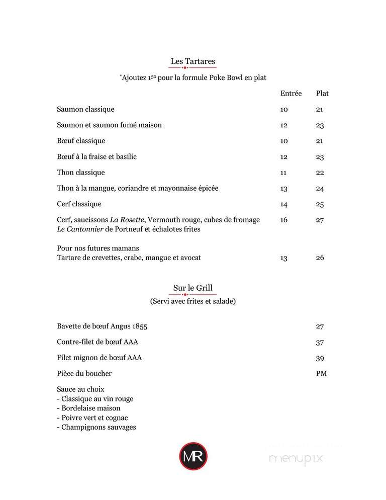 Auberge la Maison Rousseau - Montmagny, QC menu_pic