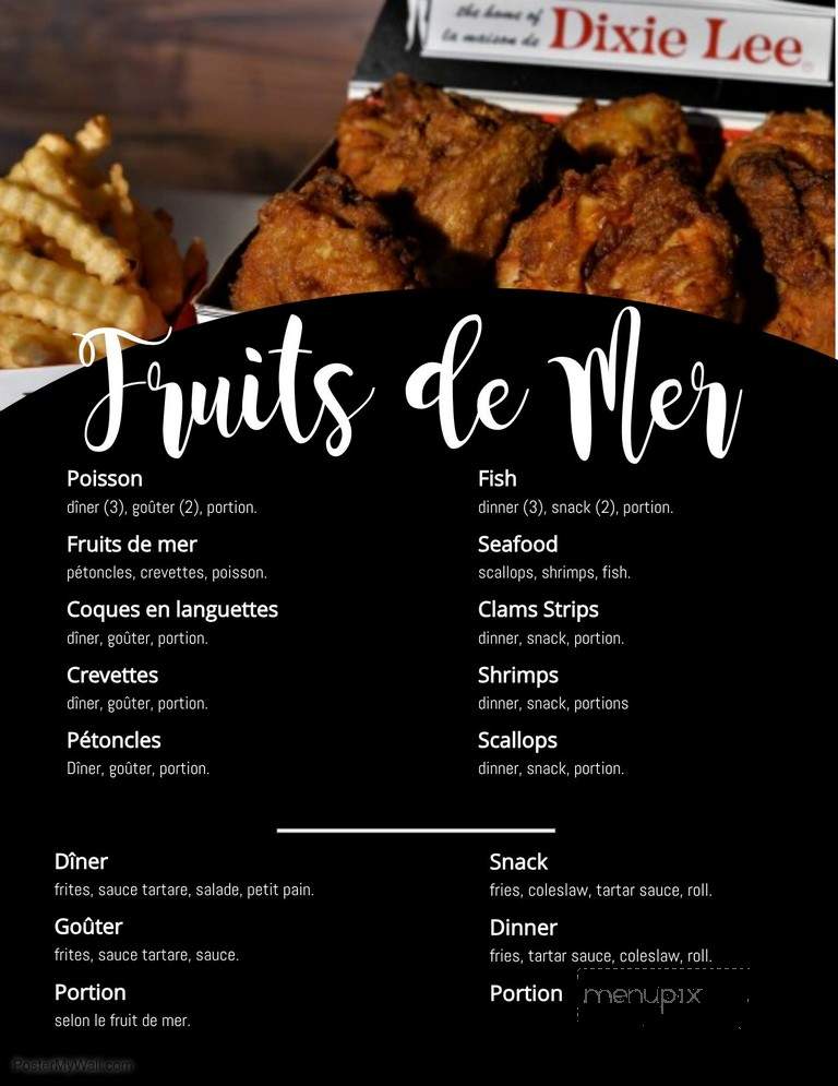 Dixie Lee - Paspebiac, QC menu_pic