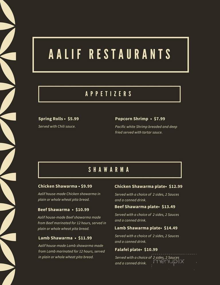 Aalif restaurants - Saskatoon, SK