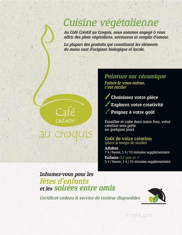 Cafe Creatif au Croquis - Sherbrooke, QC menu_pic