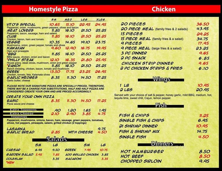 Vito's Pizza Tweed - Hastings County, ON menu_pic