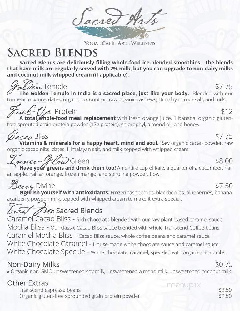 Sacred Arts Cafe - Camrose, AB menu_pic