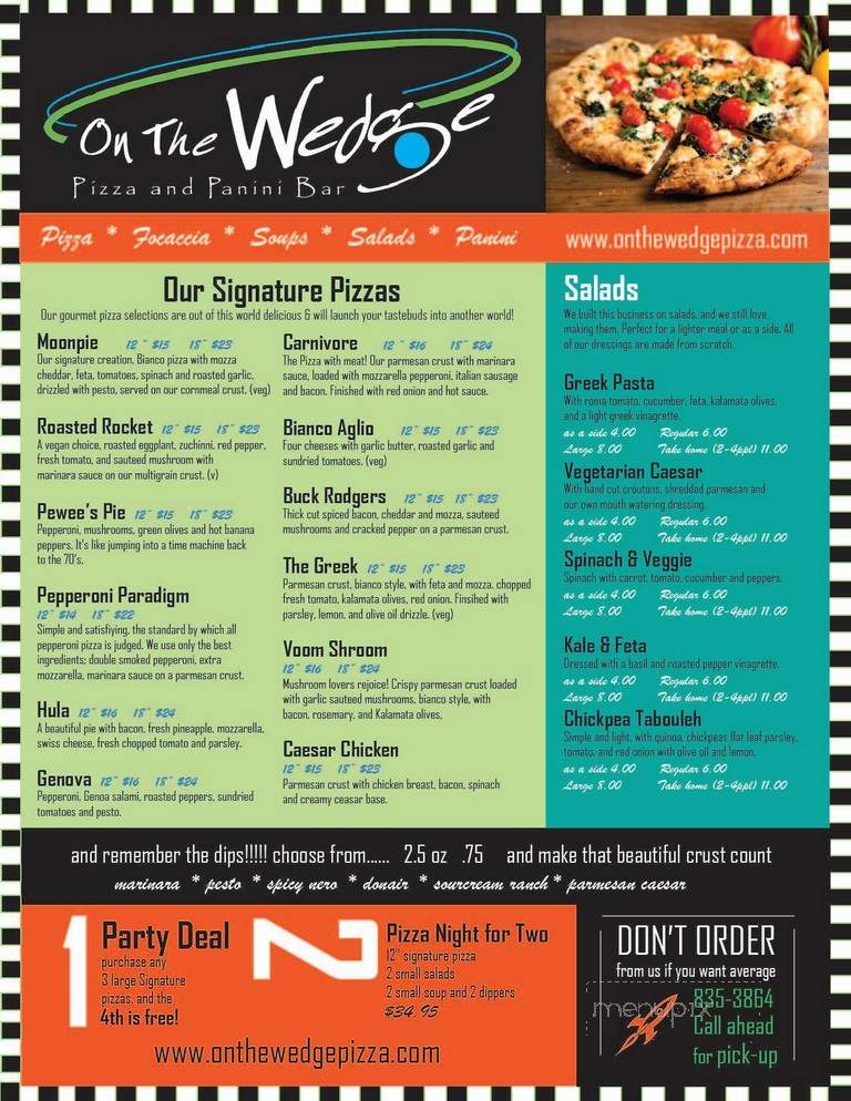 On the Wedge Pizza - Bedford, NS menu_pic