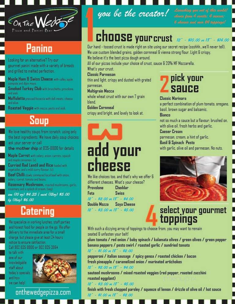 On the Wedge Pizza - Bedford, NS menu_pic