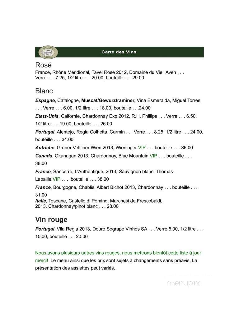 Plaisirs et Saveurs - Victoriaville, QC menu_pic
