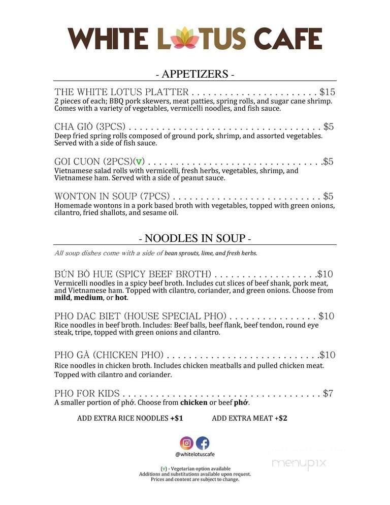 White Lotus Cafe - Burnaby, BC menu_pic