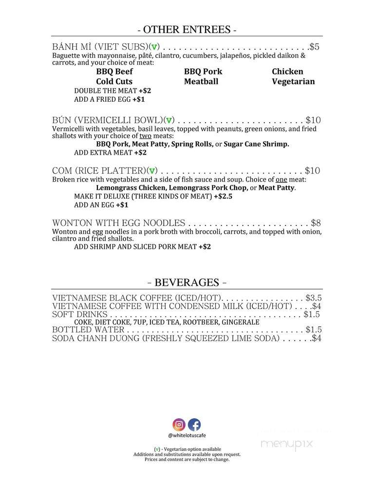 White Lotus Cafe - Burnaby, BC menu_pic