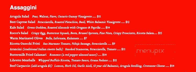 Pizzeria Libretto - Toronto, ON menu_pic