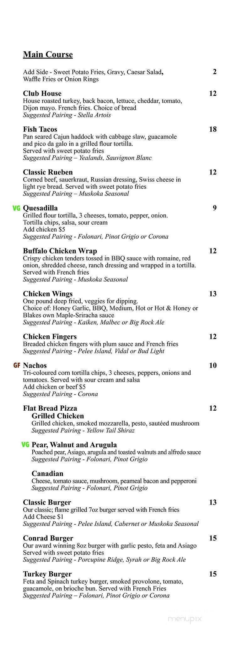 Blakes Bistro - London, ON menu_pic