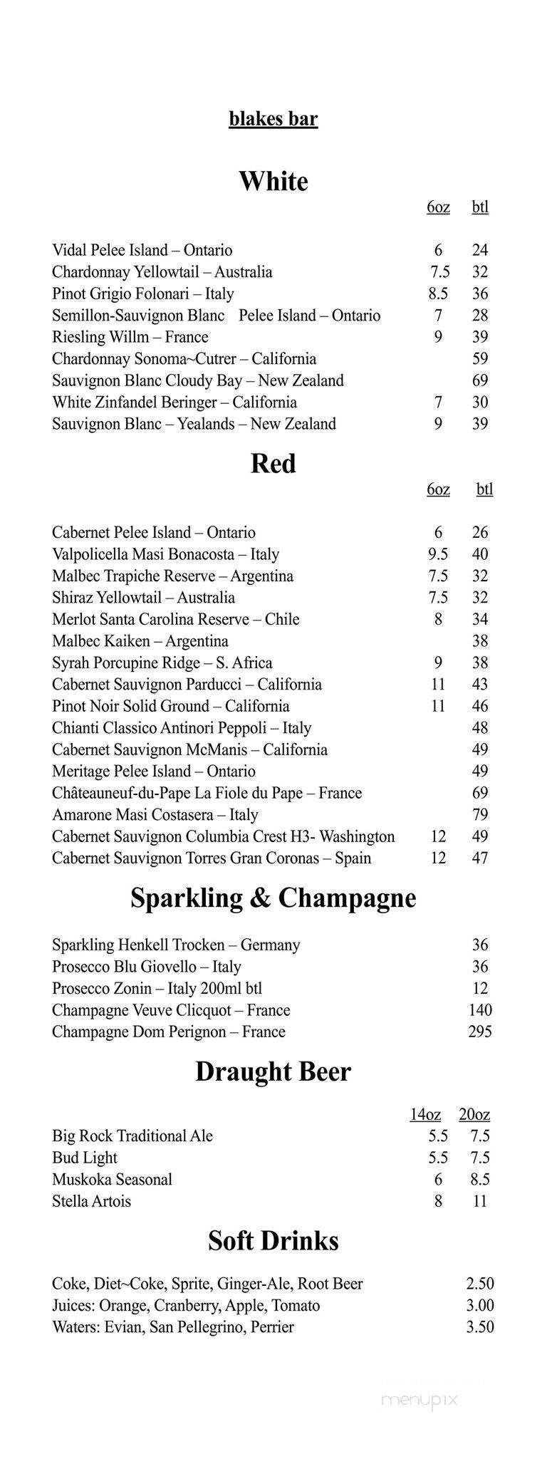 Blakes Bistro - London, ON menu_pic