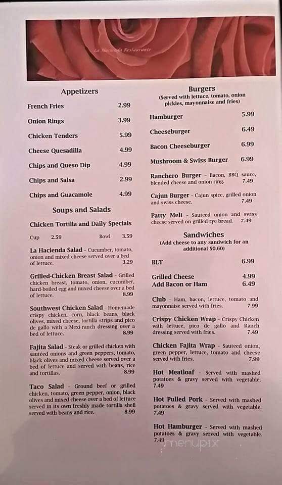 La Hacienda Restaurant - Kingston, ON menu_pic