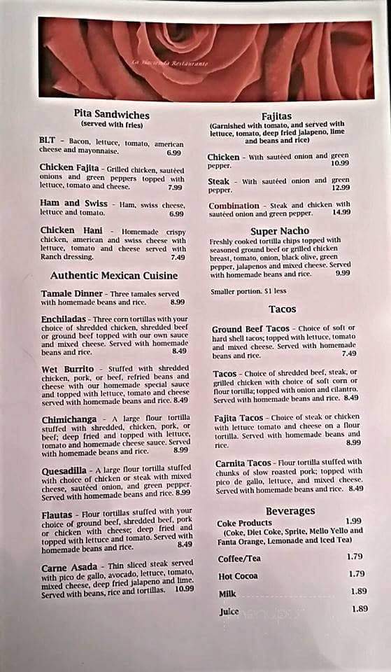 La Hacienda Restaurant - Kingston, ON menu_pic
