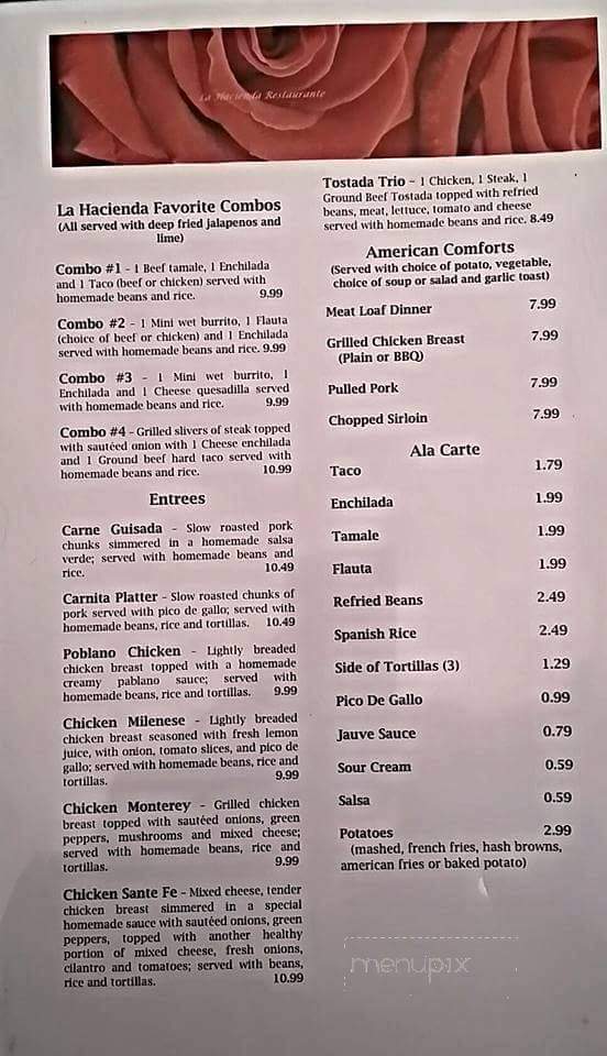 La Hacienda Restaurant - Kingston, ON menu_pic