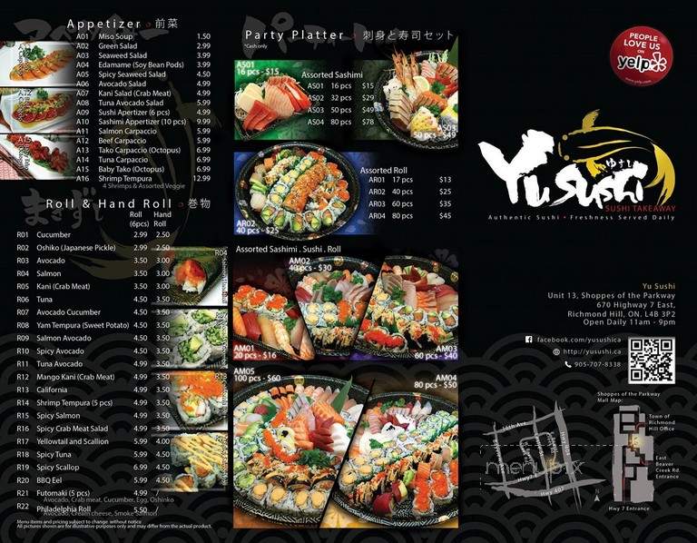 YuSushi Takeaway - Richmond Hill, ON menu_pic