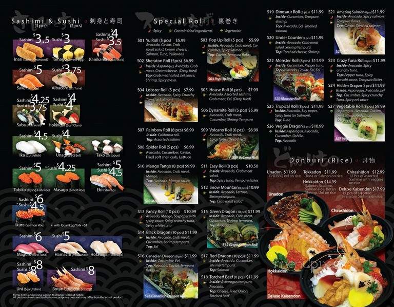 YuSushi Takeaway - Richmond Hill, ON menu_pic