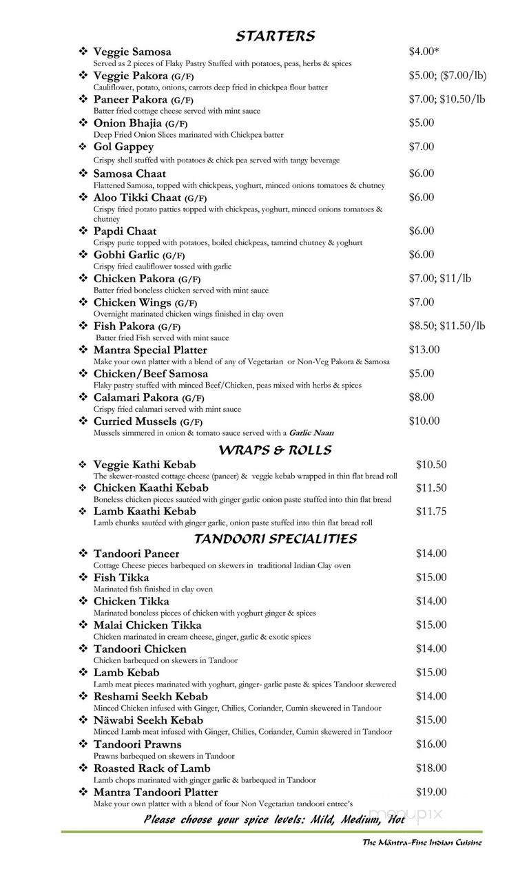 The Mantra - Victoria, BC menu_pic